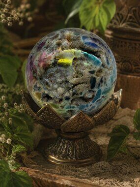 Multicolor Druzy Geode Sphere - Sparkling Pastel Tones Rock